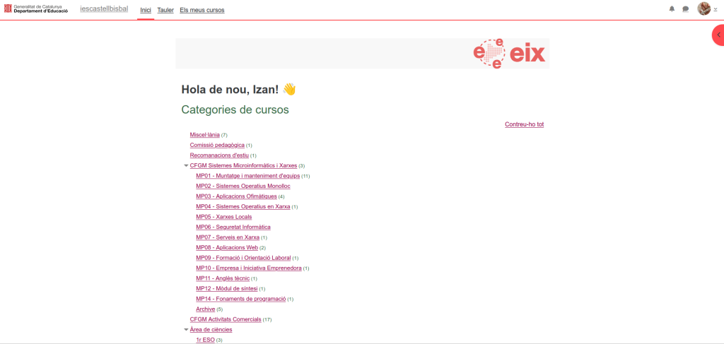 Accés a totes les plataformes web moodle