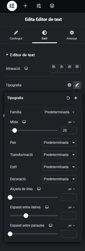 Tipus de lletres utilitzades listoo 1.1